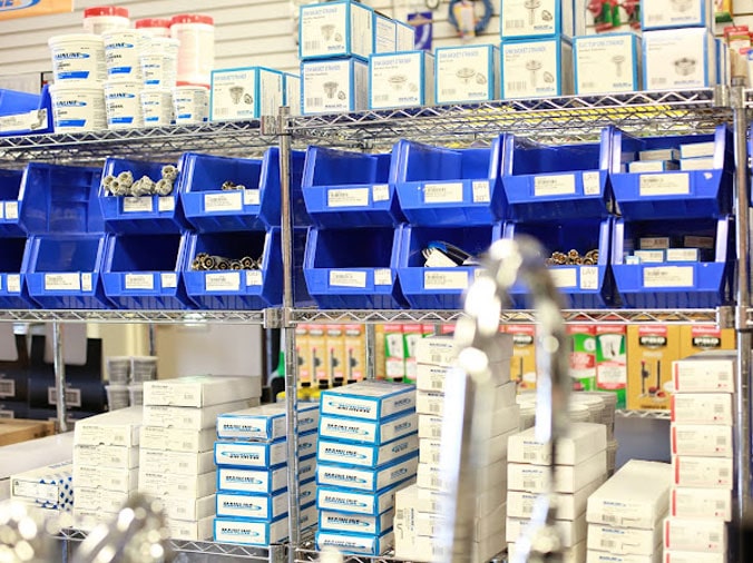 Plumbing supplies in bins at Hajoca Harrisburg