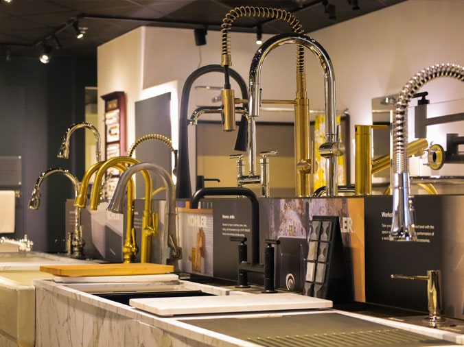 Hajoca Harrisburg Kitchen & Bath Showroom kitchen sink faucets display